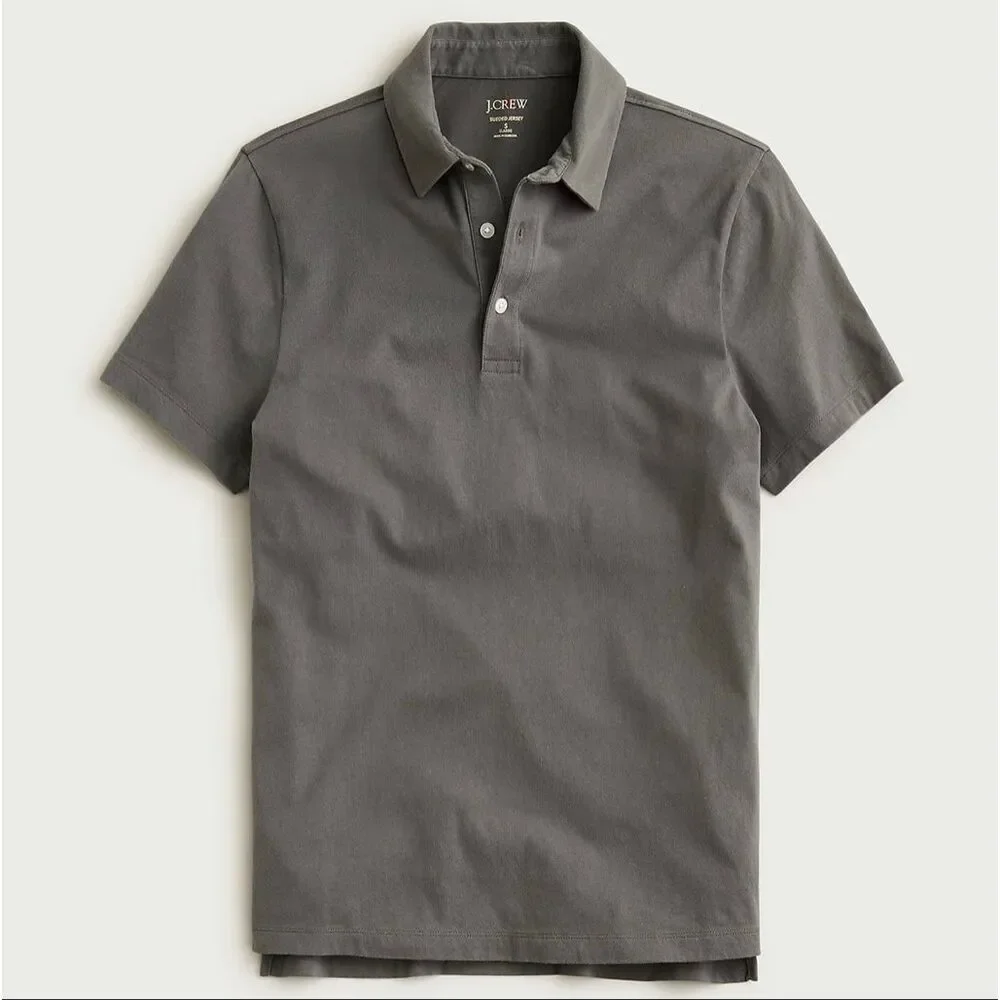 J. Crew Sueded cotton polo shirt in Heather River NWT size L